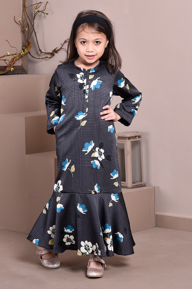 Abaya Checkered Renee Kids - Night Grey