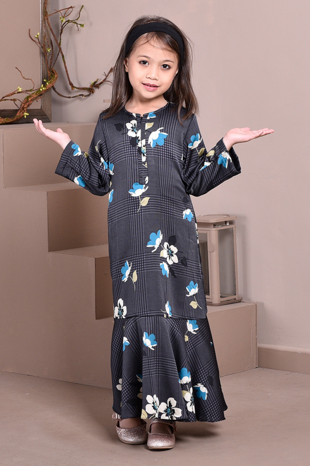 Abaya Checkered Renee Kids - Night Grey