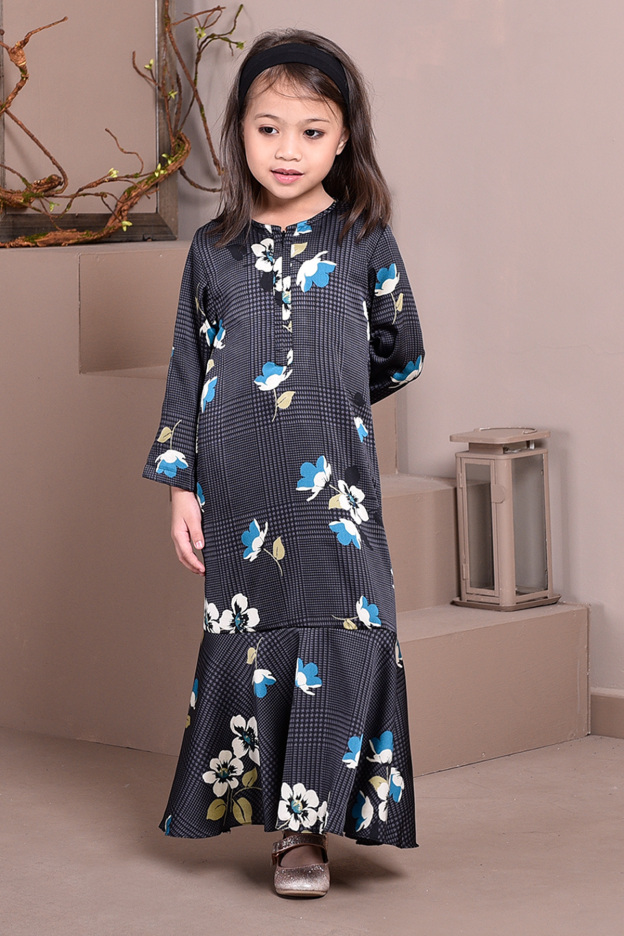 Abaya Checkered Renee Kids - Night Grey