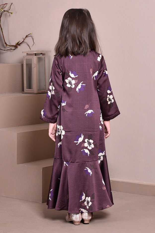 Abaya Checkered Renee Kids - Plum Purple