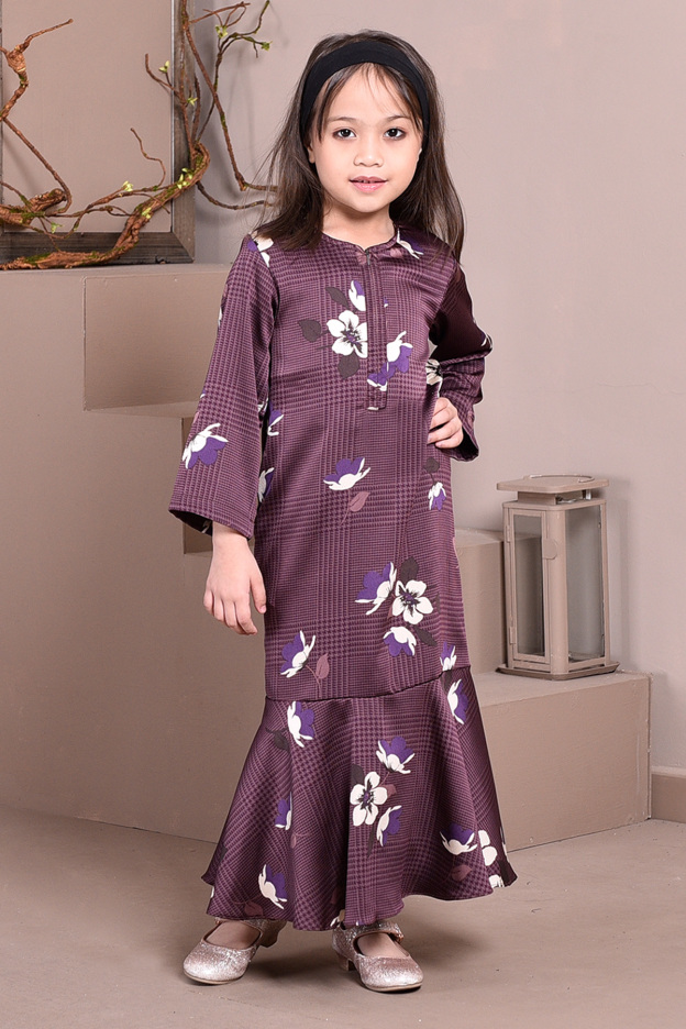 Abaya Checkered Renee Kids - Plum Purple