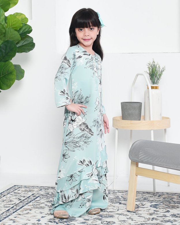 Abaya Ruffle Aily Kids - Mint Green
