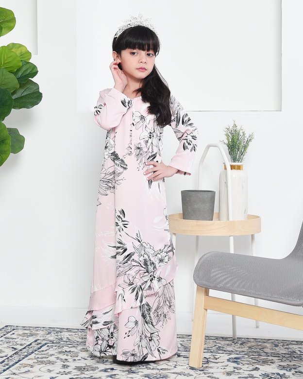 Abaya Ruffle Aily Kids - Pink Mellow