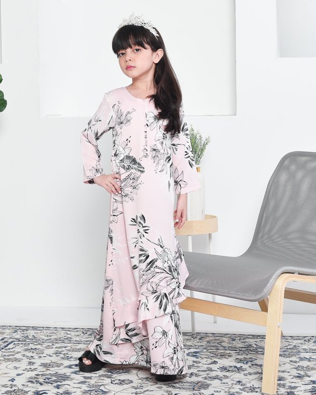 Abaya Ruffle Aily Kids - Pink Mellow