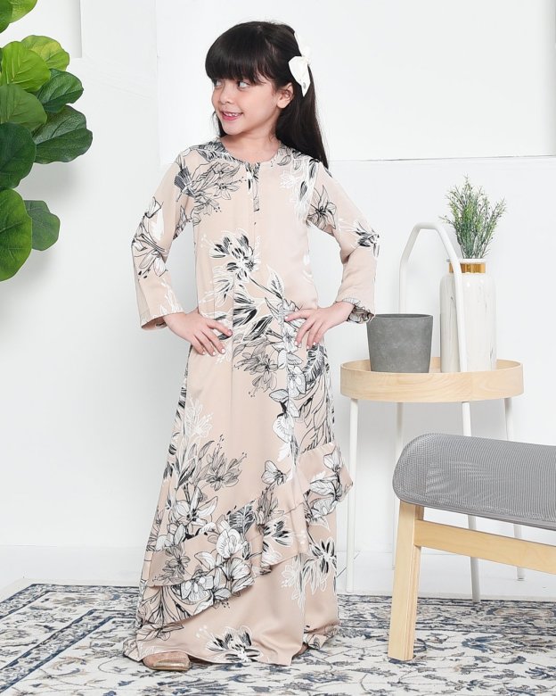 Abaya Ruffle Aily Kids - Vanilla