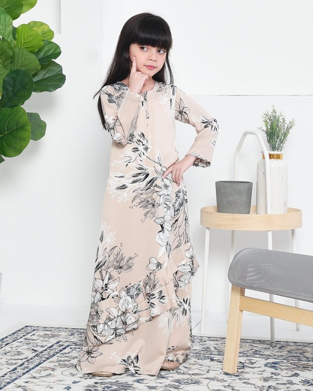 Abaya Ruffle Aily Kids - Vanilla