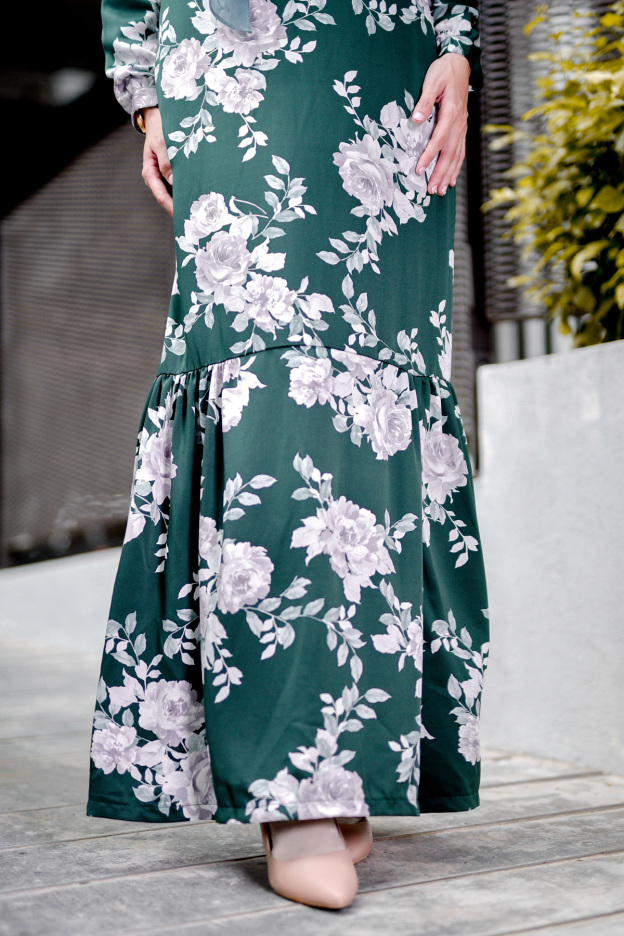 Abaya Ruffle Amy - Forest Green