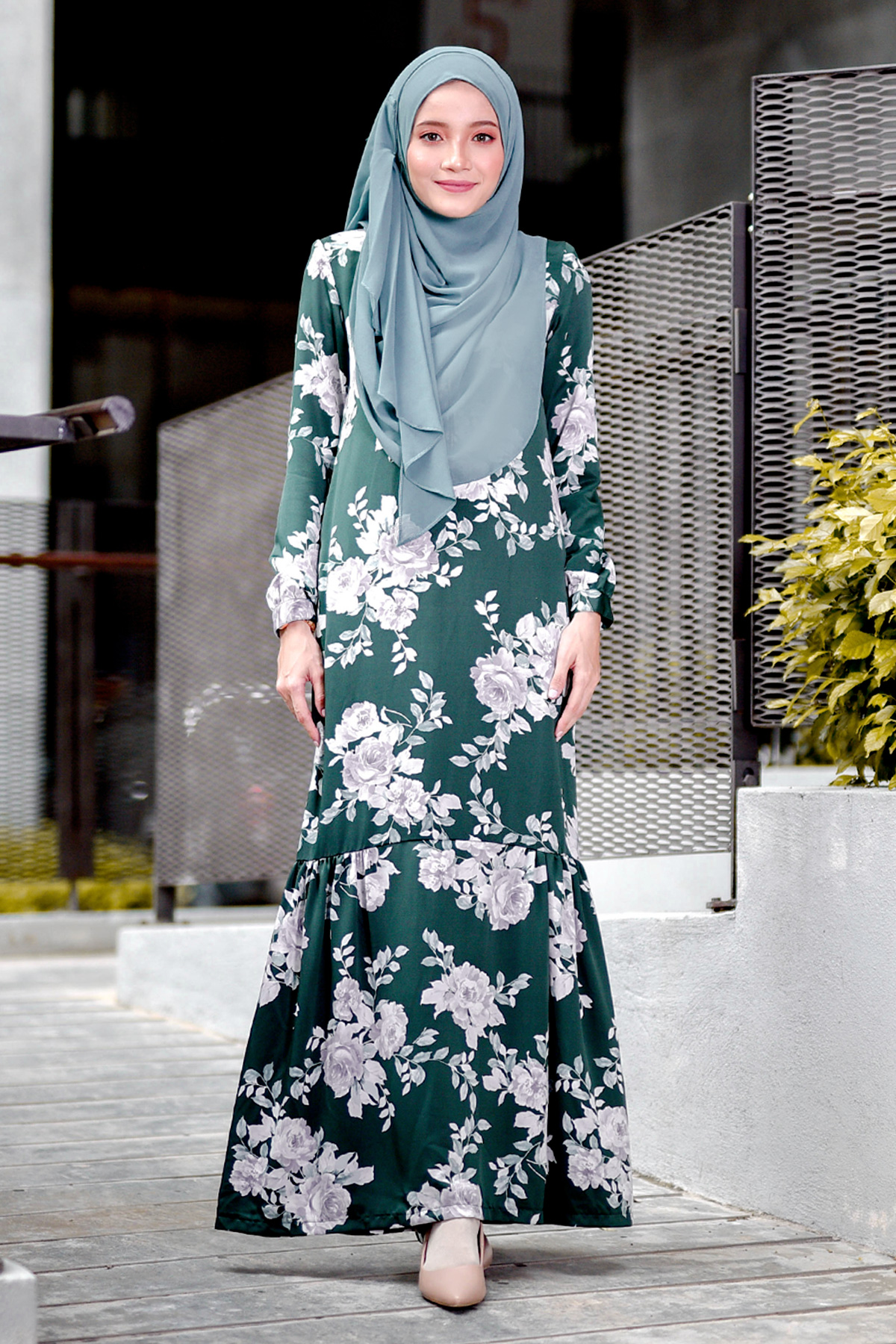 Abaya Ruffle Amy - Forest Green