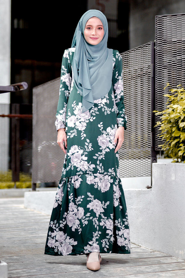 Abaya Ruffle Amy - Forest Green