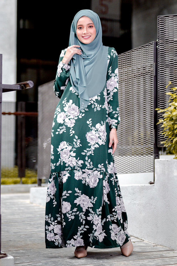 Abaya Ruffle Amy - Forest Green