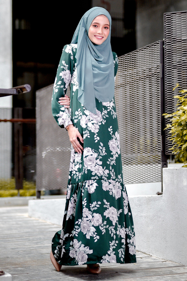 Abaya Ruffle Amy - Forest Green