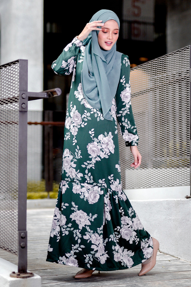 Abaya Ruffle Amy - Forest Green
