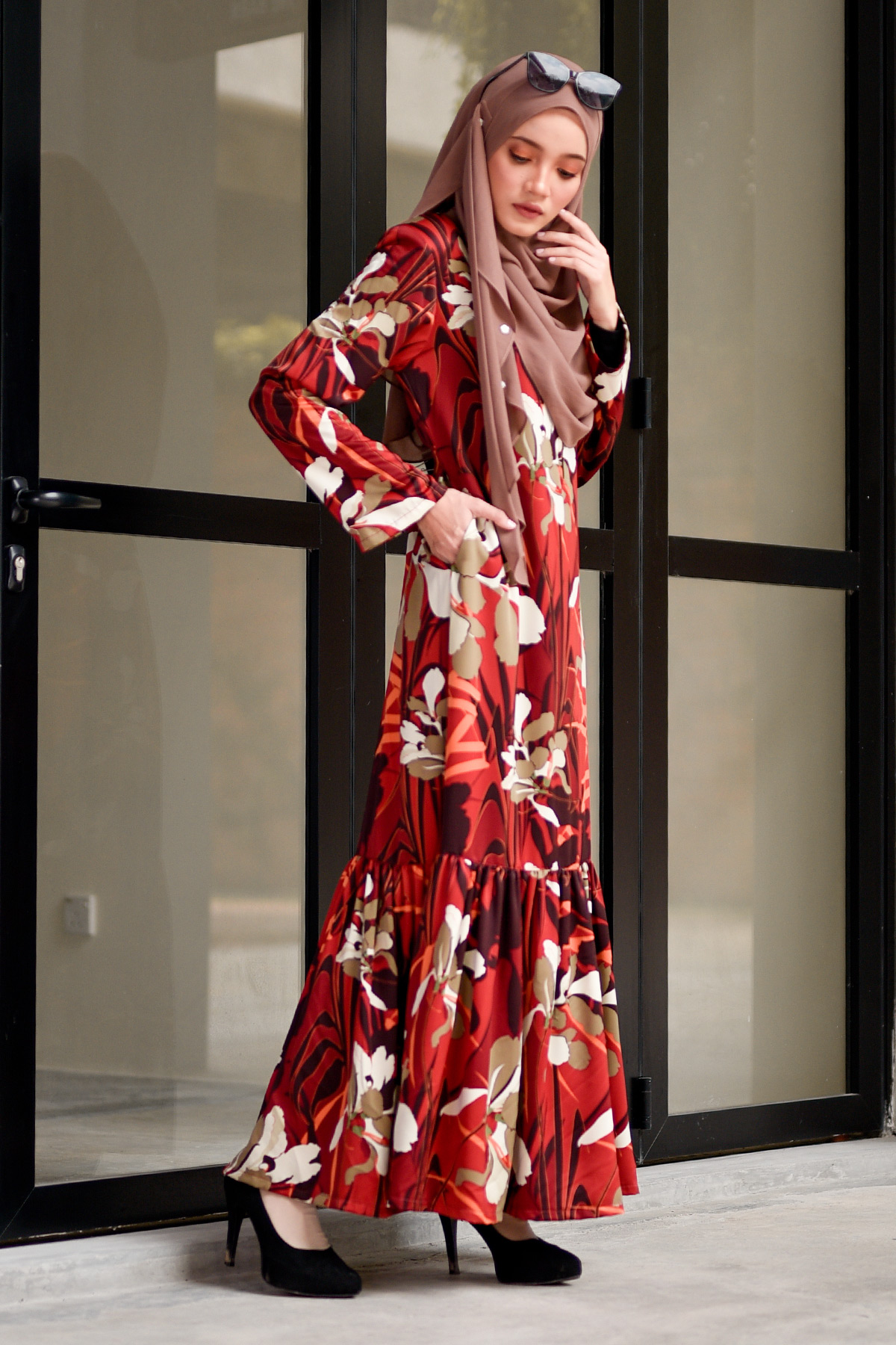 Abaya Ruffle Anisa - Orange
