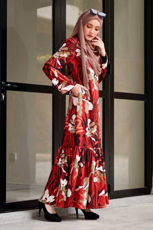 Abaya Ruffle Anisa - Orange