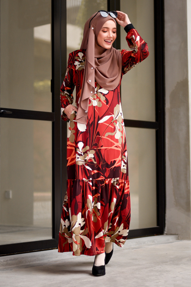 Abaya Ruffle Anisa - Orange