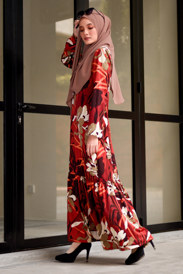 Abaya Ruffle Anisa - Orange