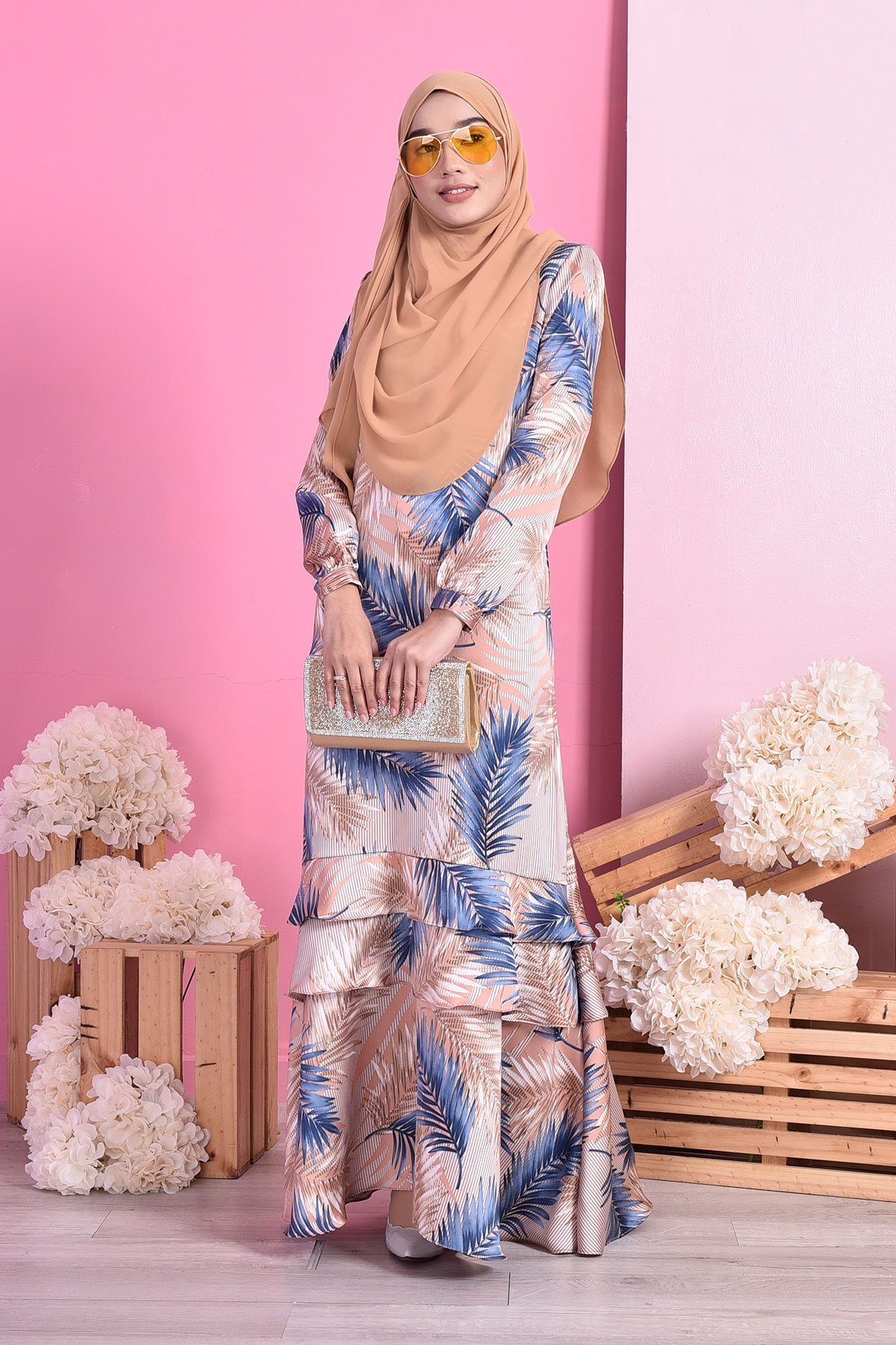Abaya Ruffle Fern - Ice Latte