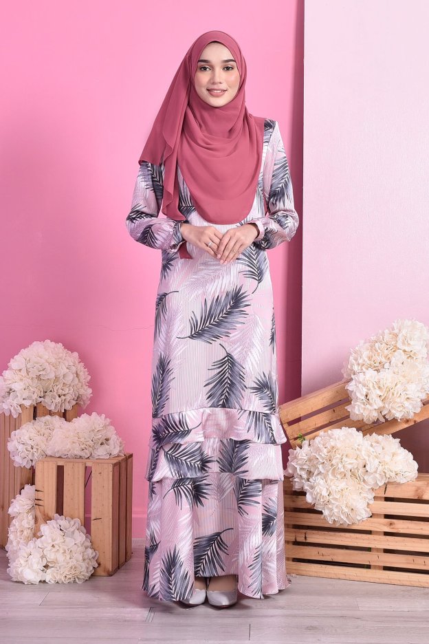 Abaya Ruffle Fern - Pastel Pink
