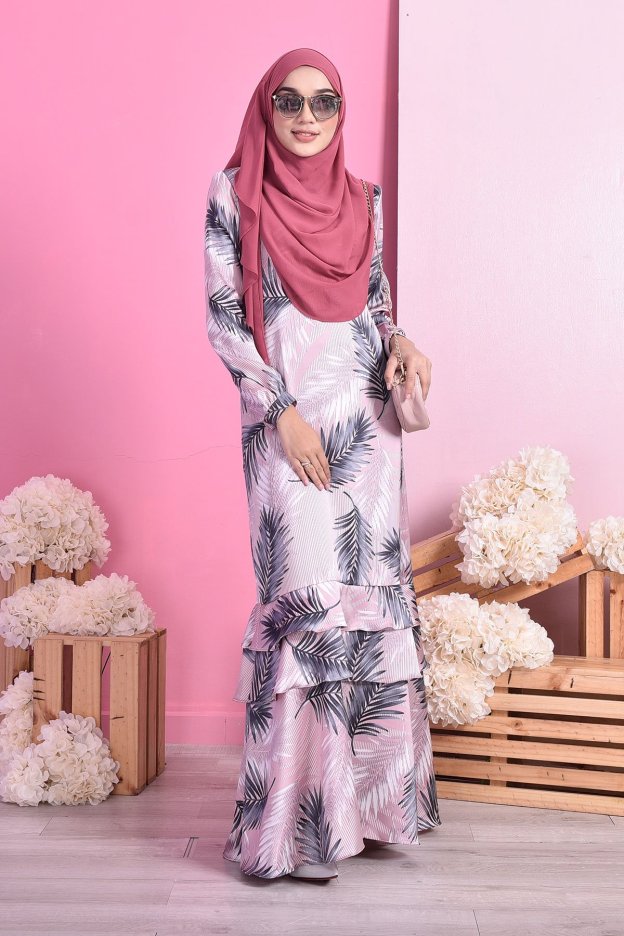 Abaya Ruffle Fern - Pastel Pink