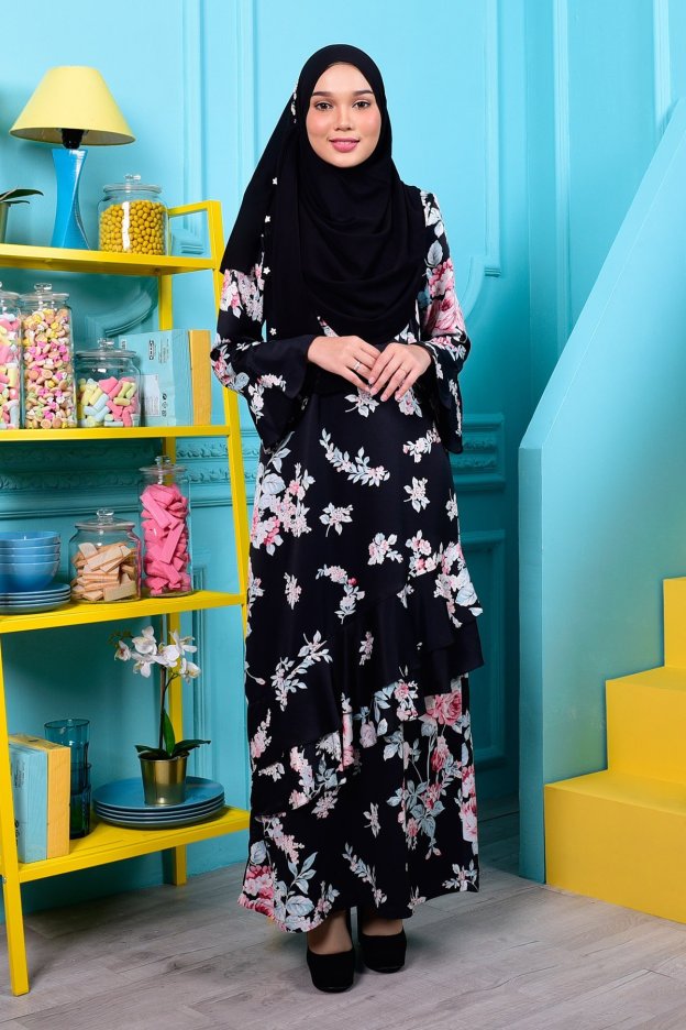 Abaya Liyana  Ruffle - Balsam Black
