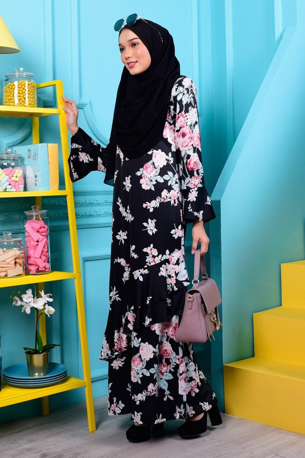 Abaya Liyana  Ruffle - Balsam Black