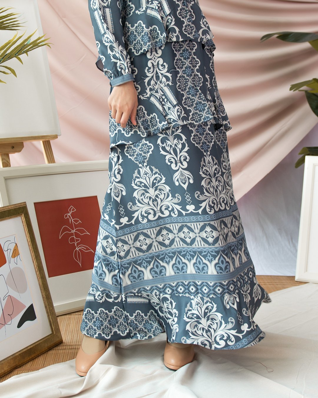 Abaya Ruffle Muna - Slate Blue