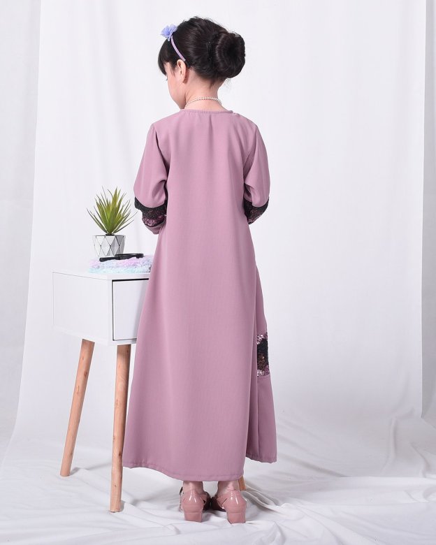 Abaya Sequin Jemina Kids - Periwinkle Purple