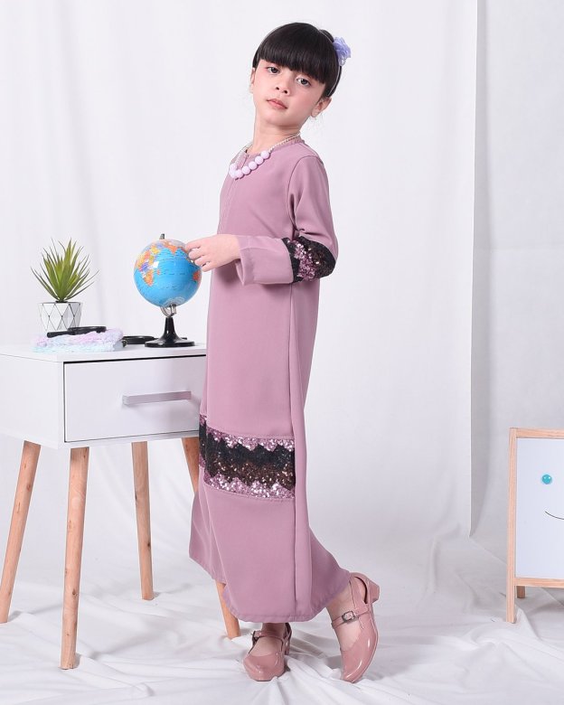 Abaya Sequin Jemina Kids - Periwinkle Purple