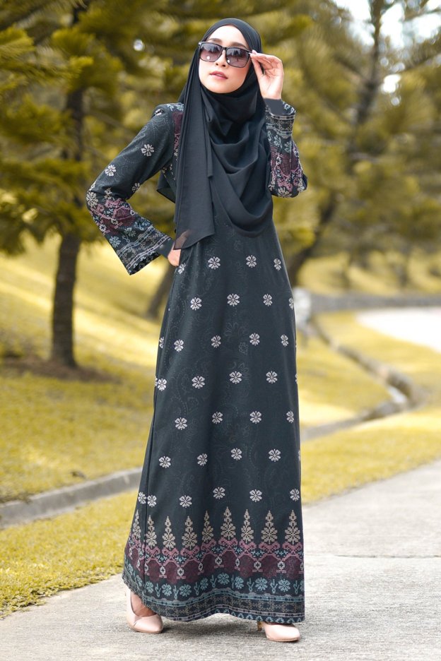 Abaya Songket Amelia - Black