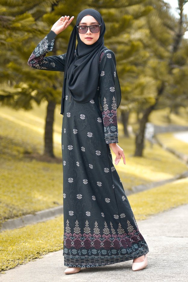Abaya Songket Amelia - Black