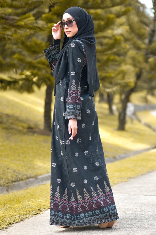 Abaya Songket Amelia - Black
