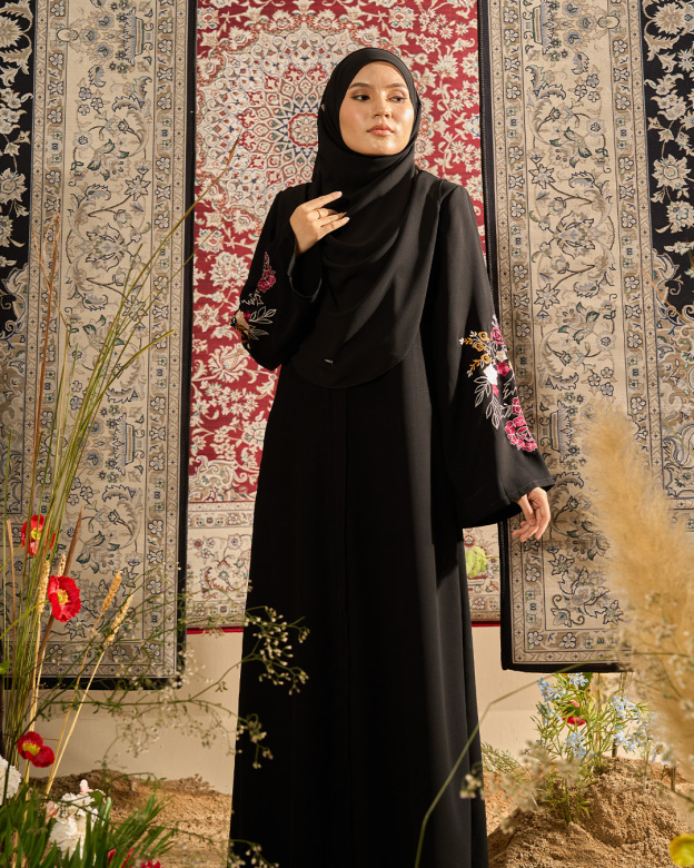 Abaya Sulam Raisa - Black Garden