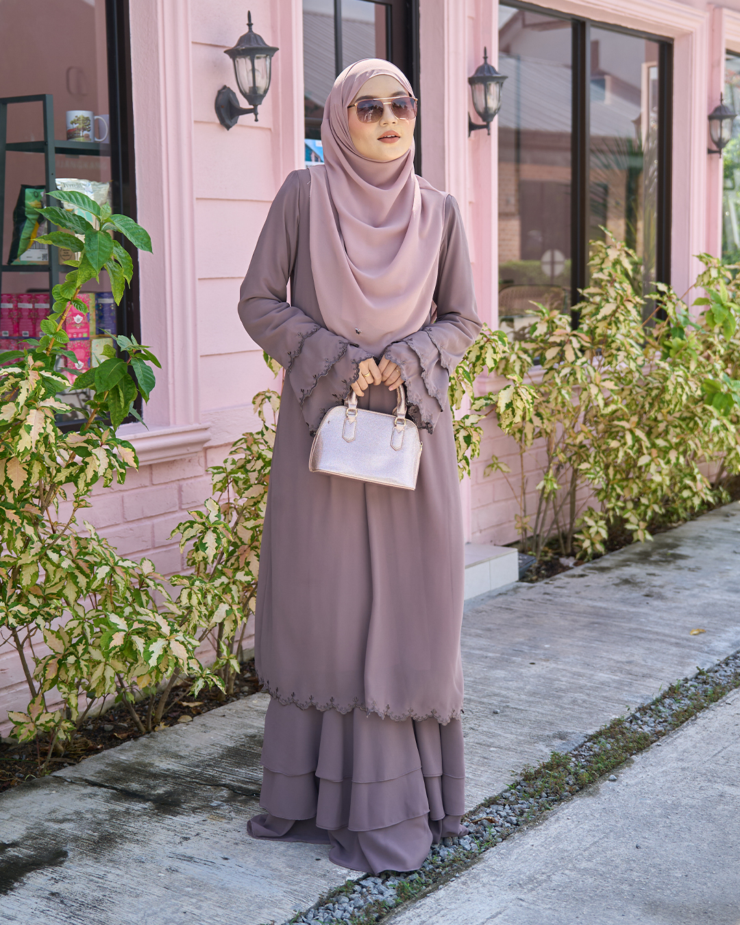 Abaya Chiffon Sulam Rossa