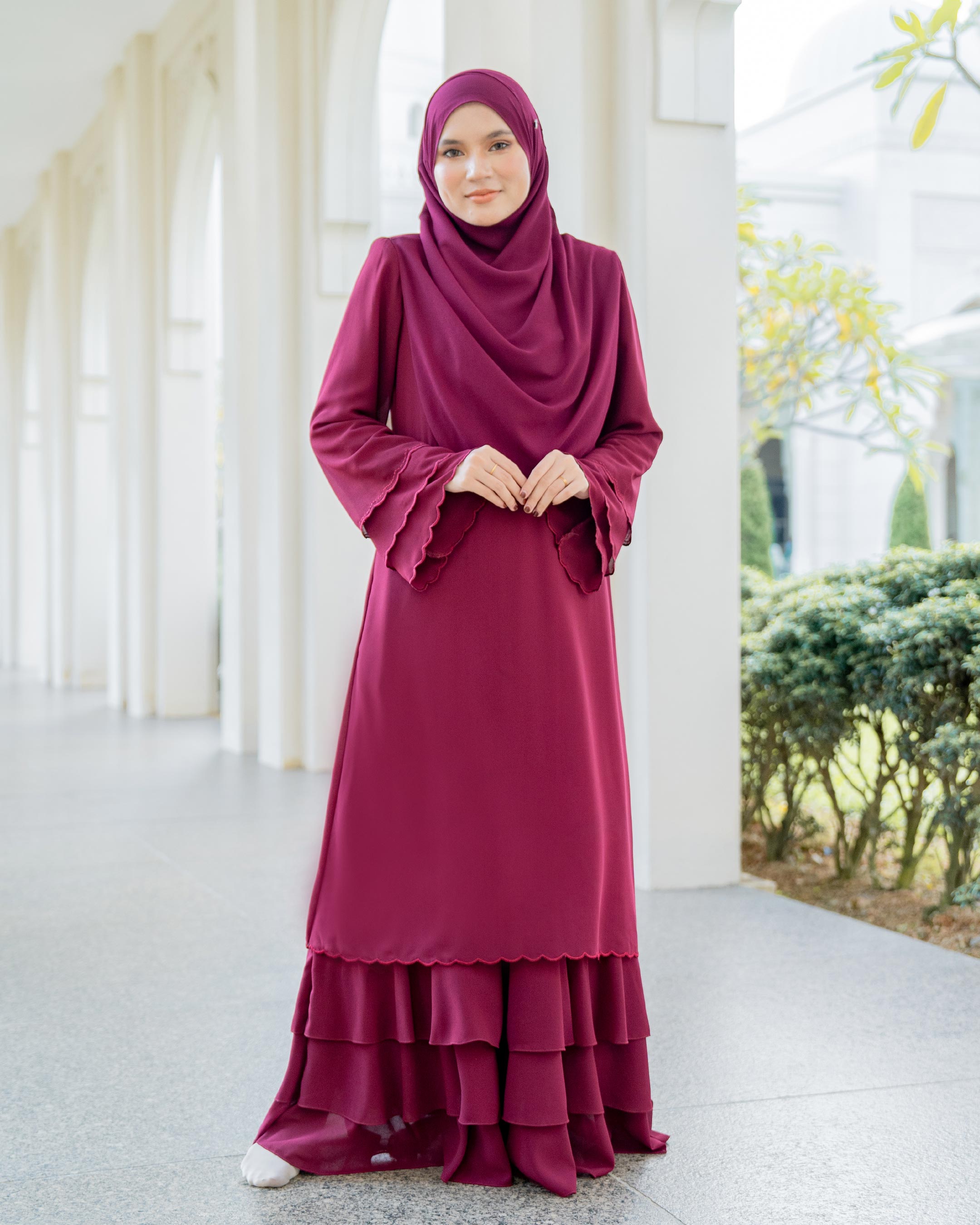 Abaya Chiffon Sulam Rossa