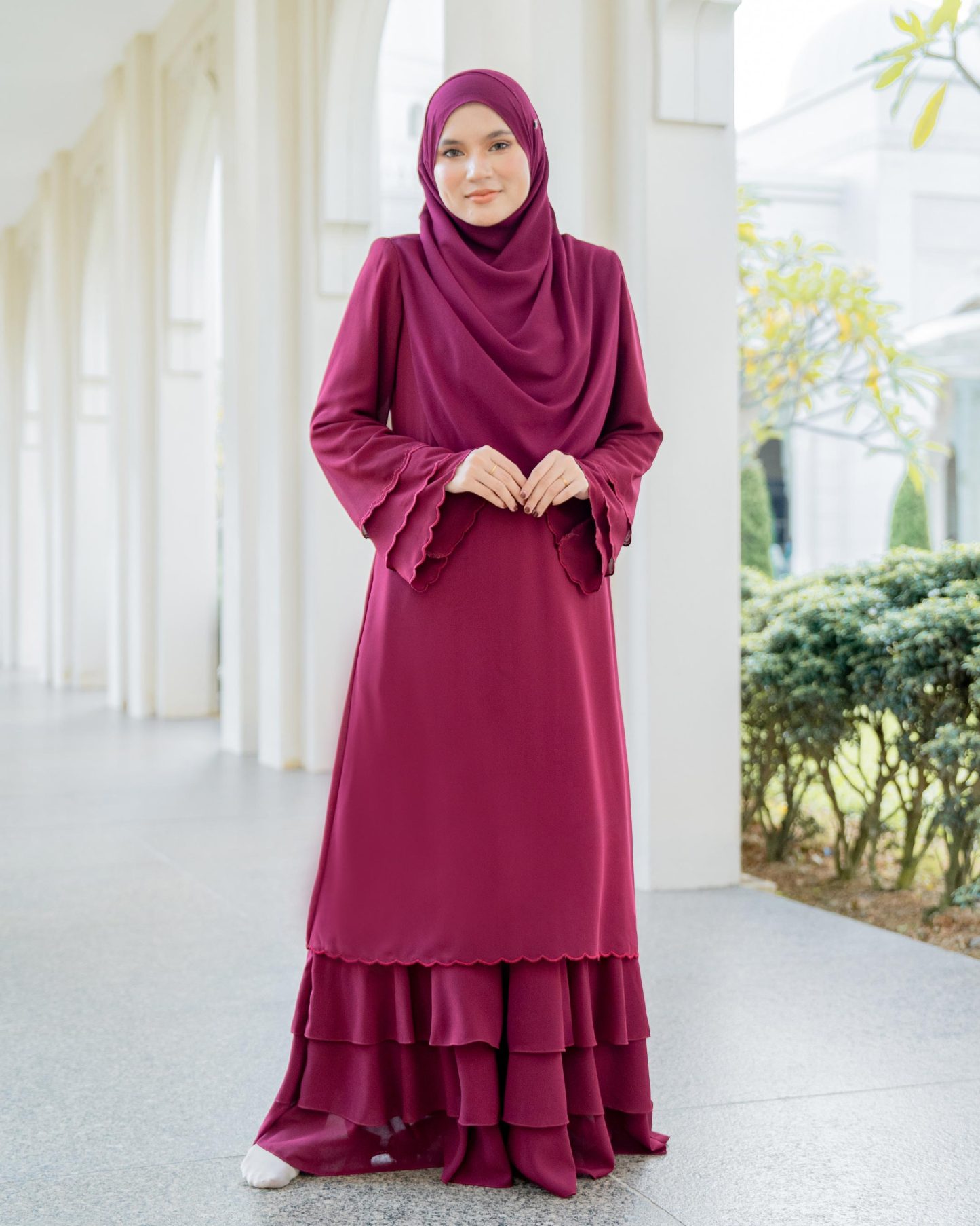 Abaya Chiffon Sulam Rossa