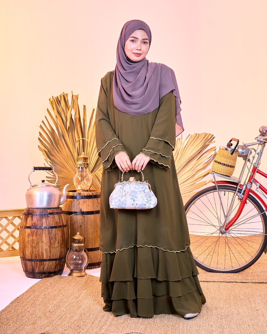 Abaya Chiffon Sulam Rossa