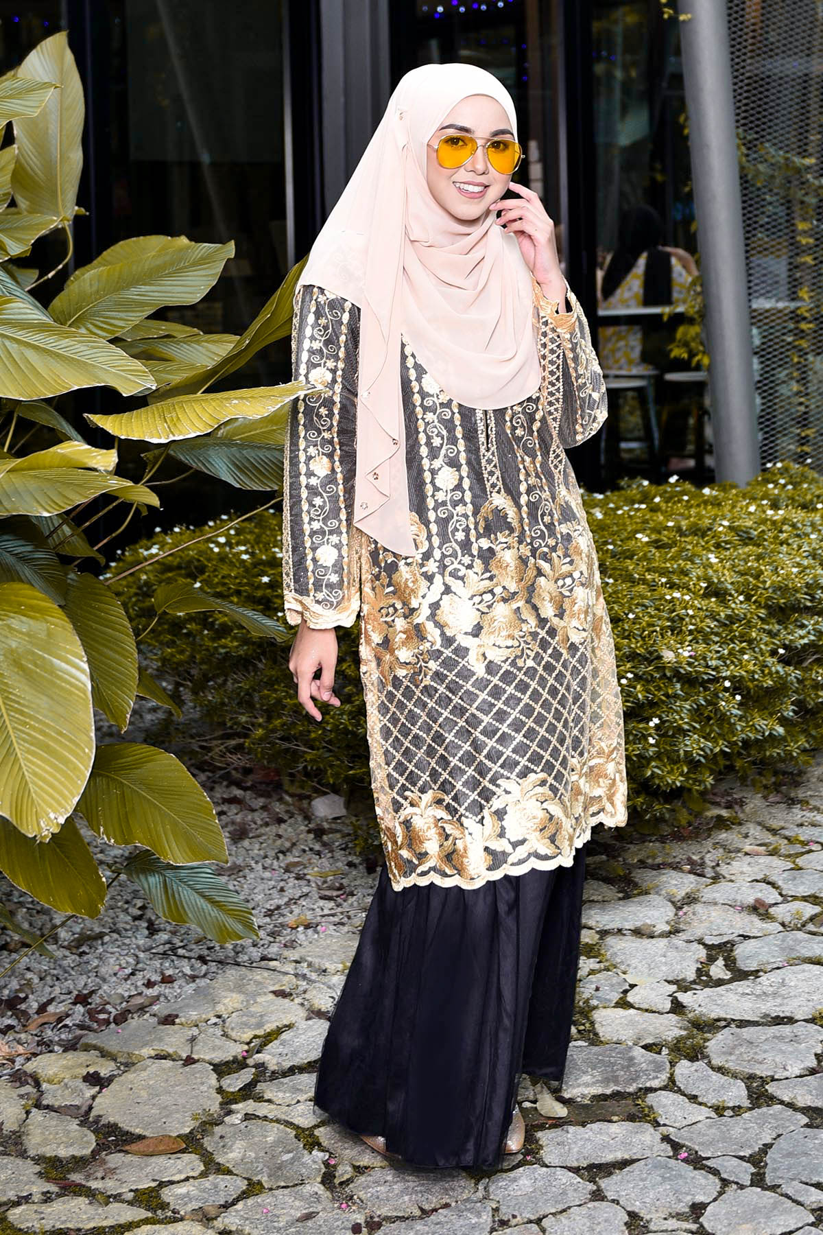 Abaya Lace Tutu Caroline - Black Gold