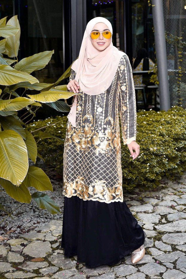 Abaya Lace Tutu Caroline - Black Gold