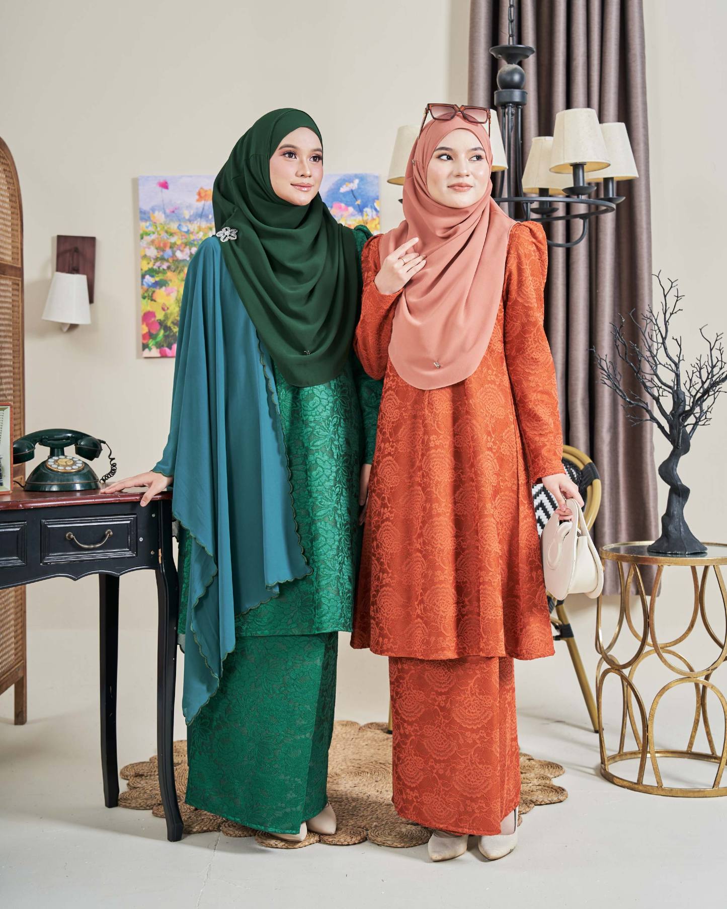 Baju Kurung Riau Lace Adiona - Mekar Zamrud Green
