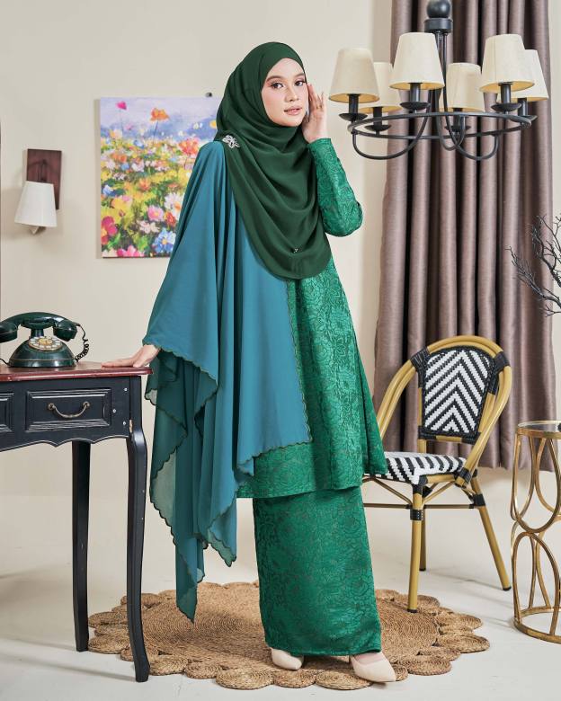 Baju Kurung Riau Lace Adiona - Mekar Zamrud Green