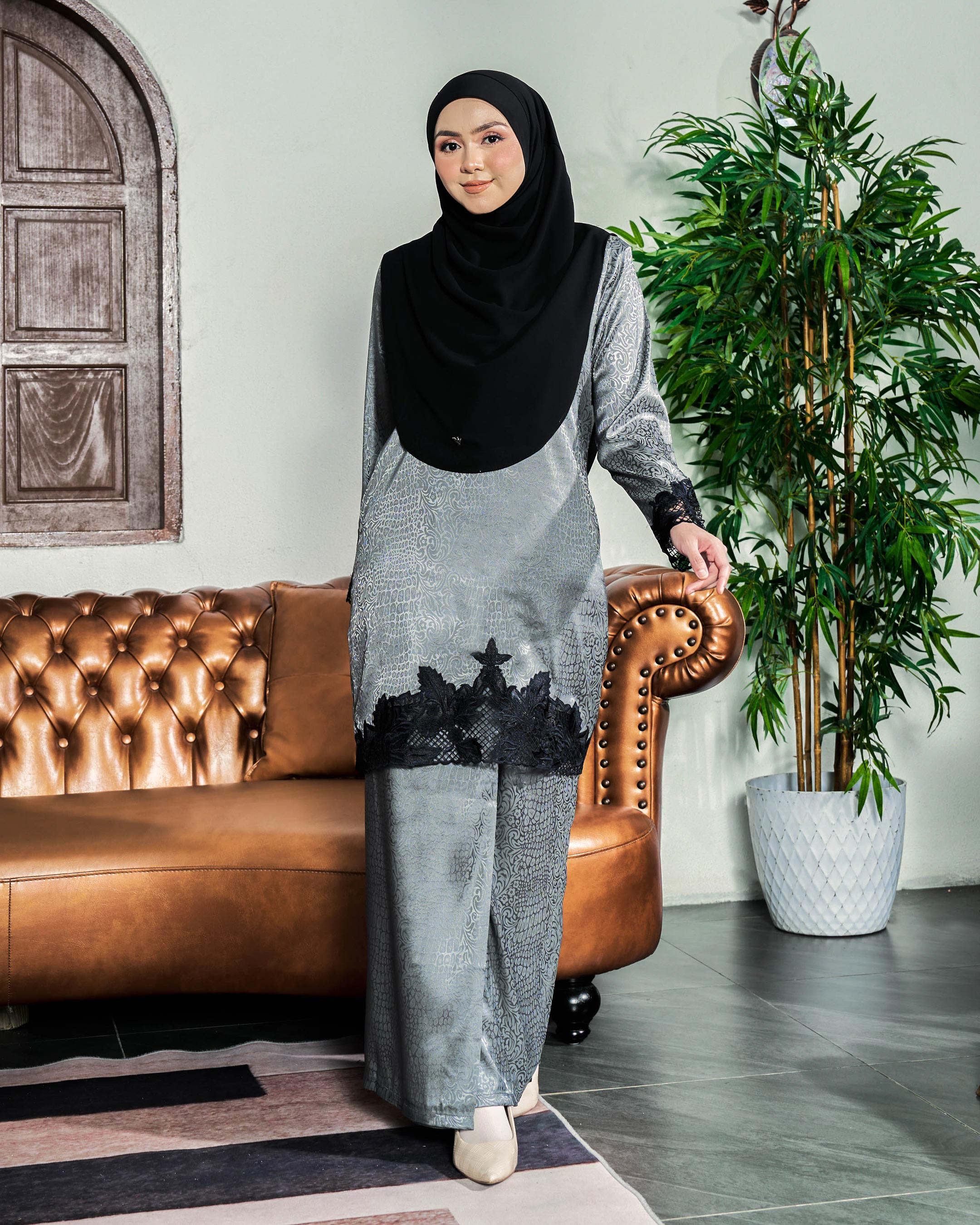 Baju Kurung Jacquard Sulam Airis
