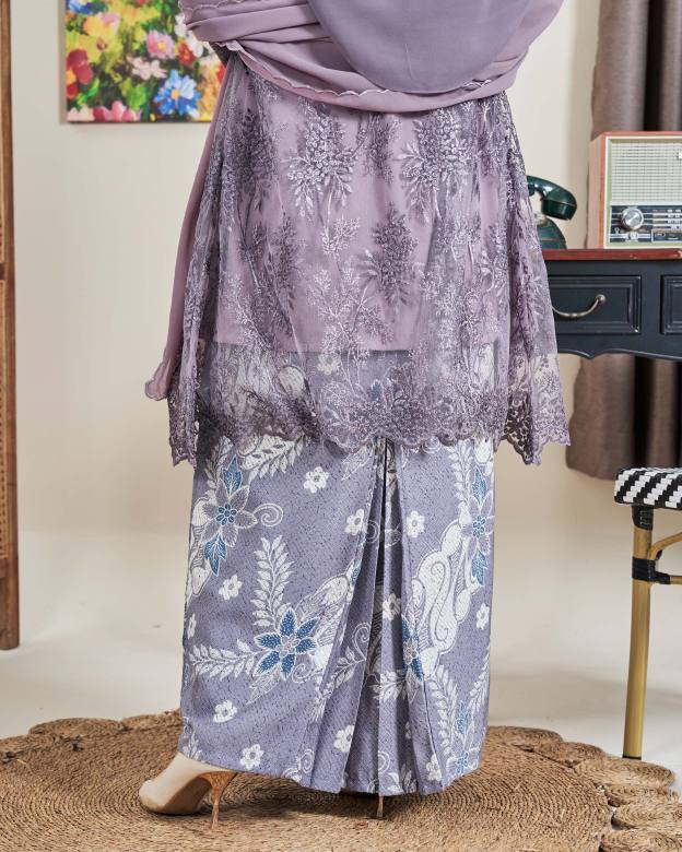Baju Kebarung Batik Lace Akasia - Mauve Purple