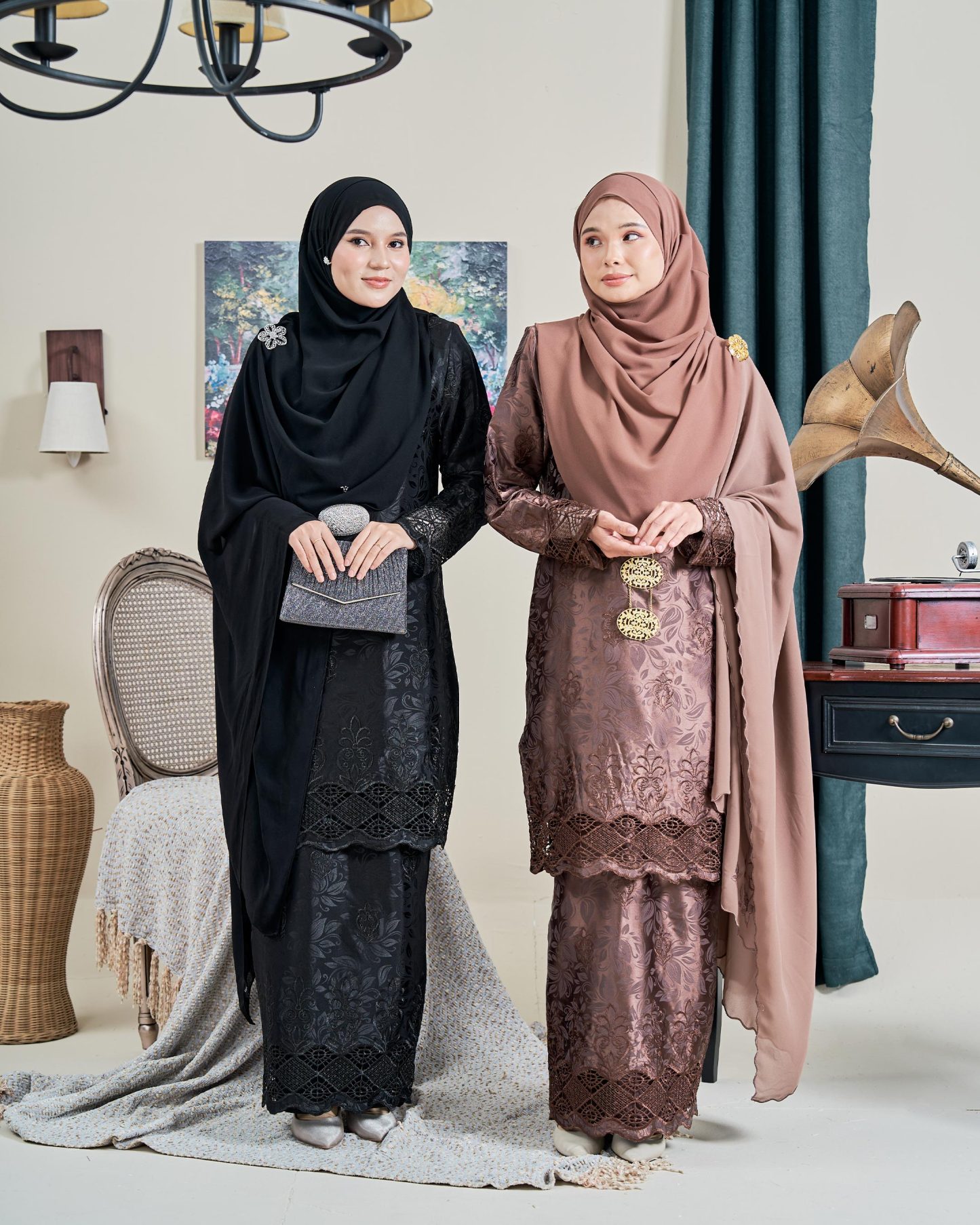 Baju Kurung Sulam Jacquard Akira - Champagne Nude