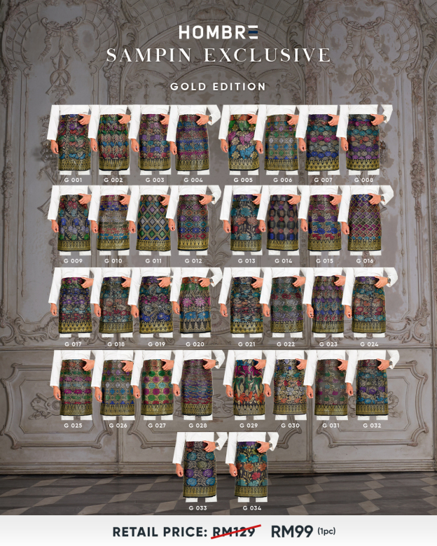 Sampin Songket Tenun Exclusive Hombre - Gold Series