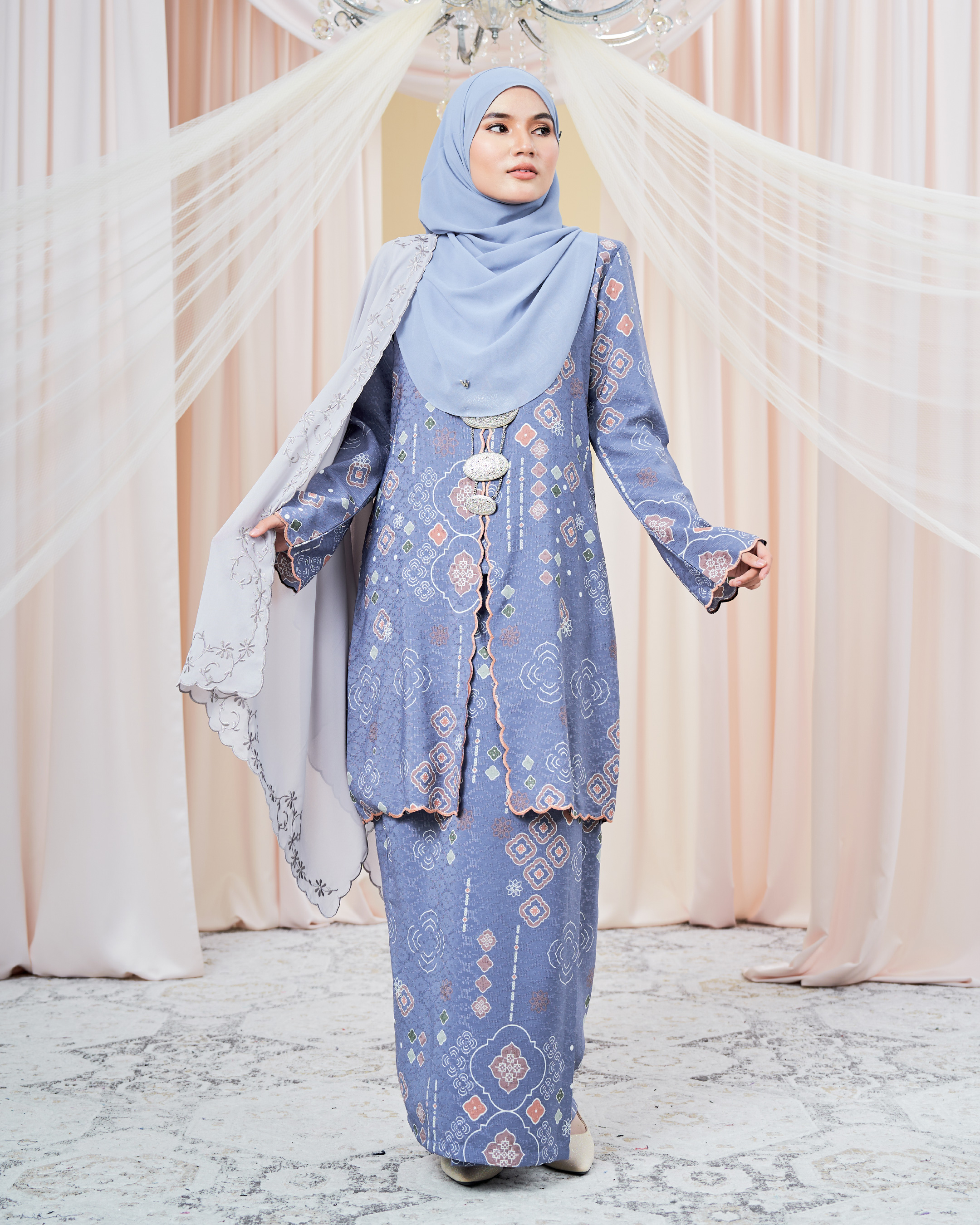 Baju Kebarung Sulam Batik Amaya - Ash Gray