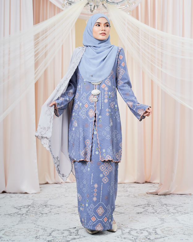 Baju Kebarung Sulam Batik Amaya - Ash Gray