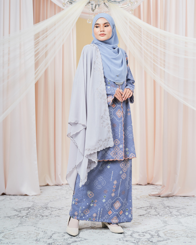 Baju Kebarung Sulam Batik Amaya - Ash Gray