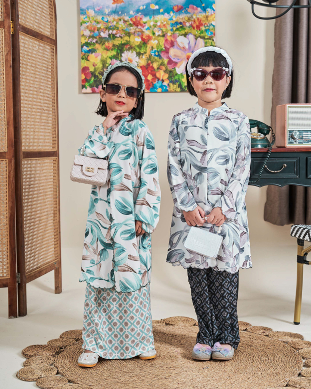 Baju Kurung Sulam Diamante Amia Kids - Jade Green