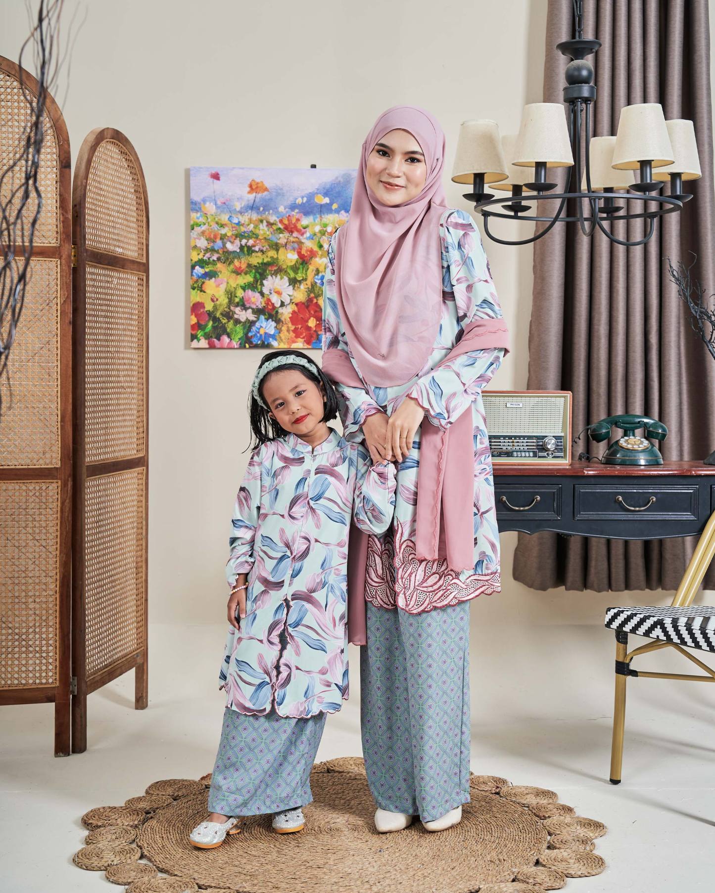 Baju Kurung Sulam Diamante Amia - Tea Minty