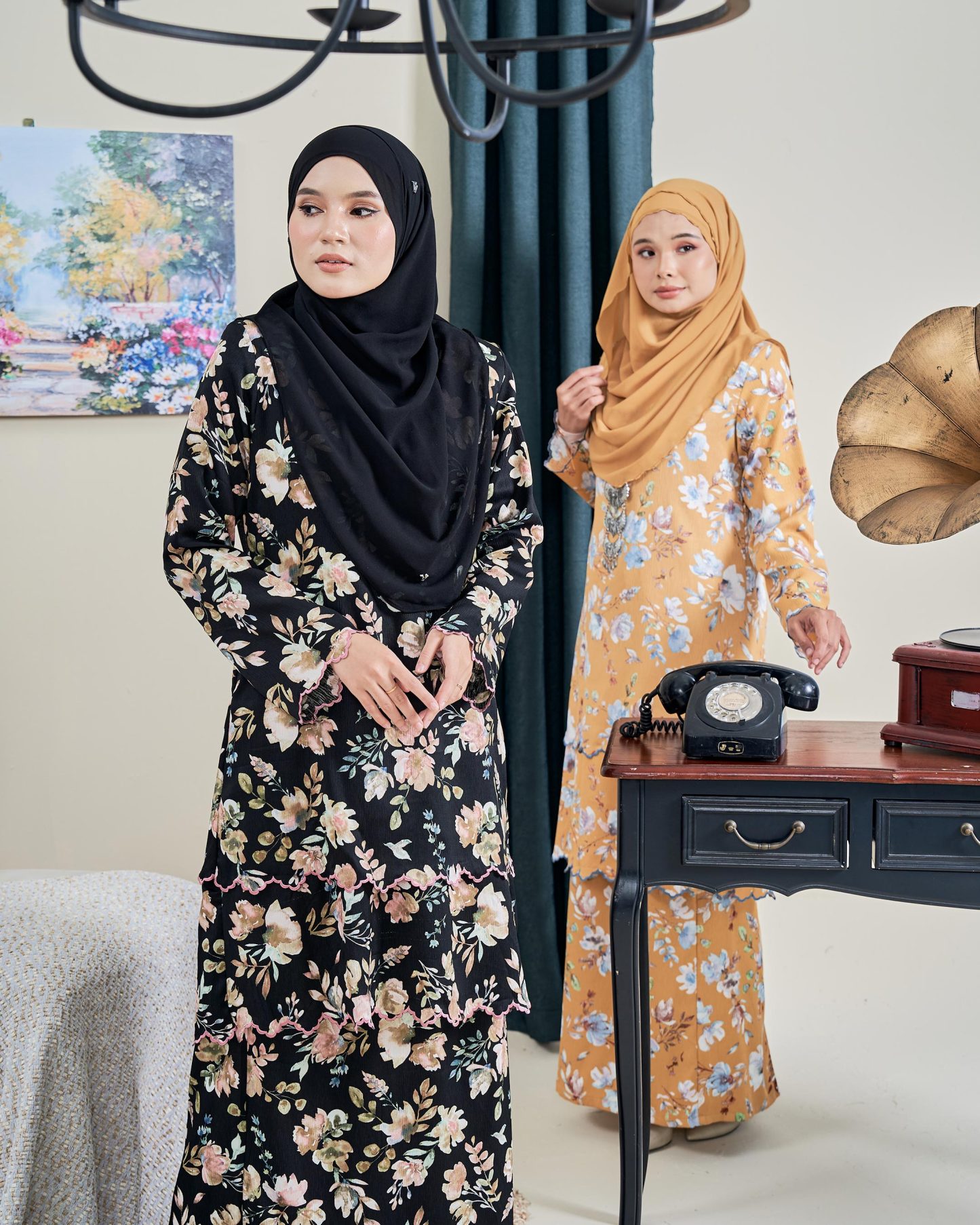 Baju Kurung Sulam Anara - Garden Mustard